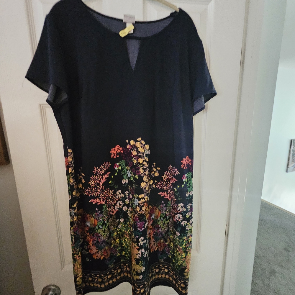 Merona Navy Dress with Colorful Floral Design